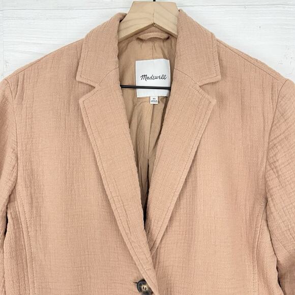 Madewell Blazer Size XS Tan Larsen Cotton Linen Relaxed Minimalist Career Preppy - Picture 5 of 16